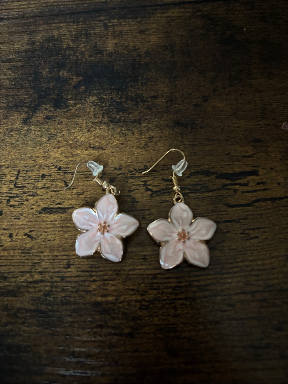 Delicate Pink Flower Dangle Earrings - Women Jewelry